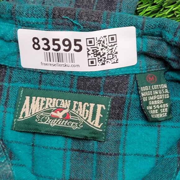 Vintage 90s American Eagle Plaid Shirt Medium 22x30 Baggy - Picture 7 of 11